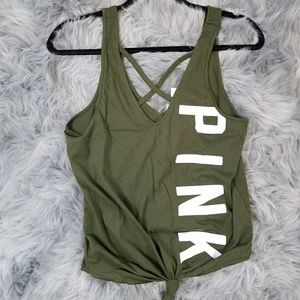 VS PINK Olive green lace tank top